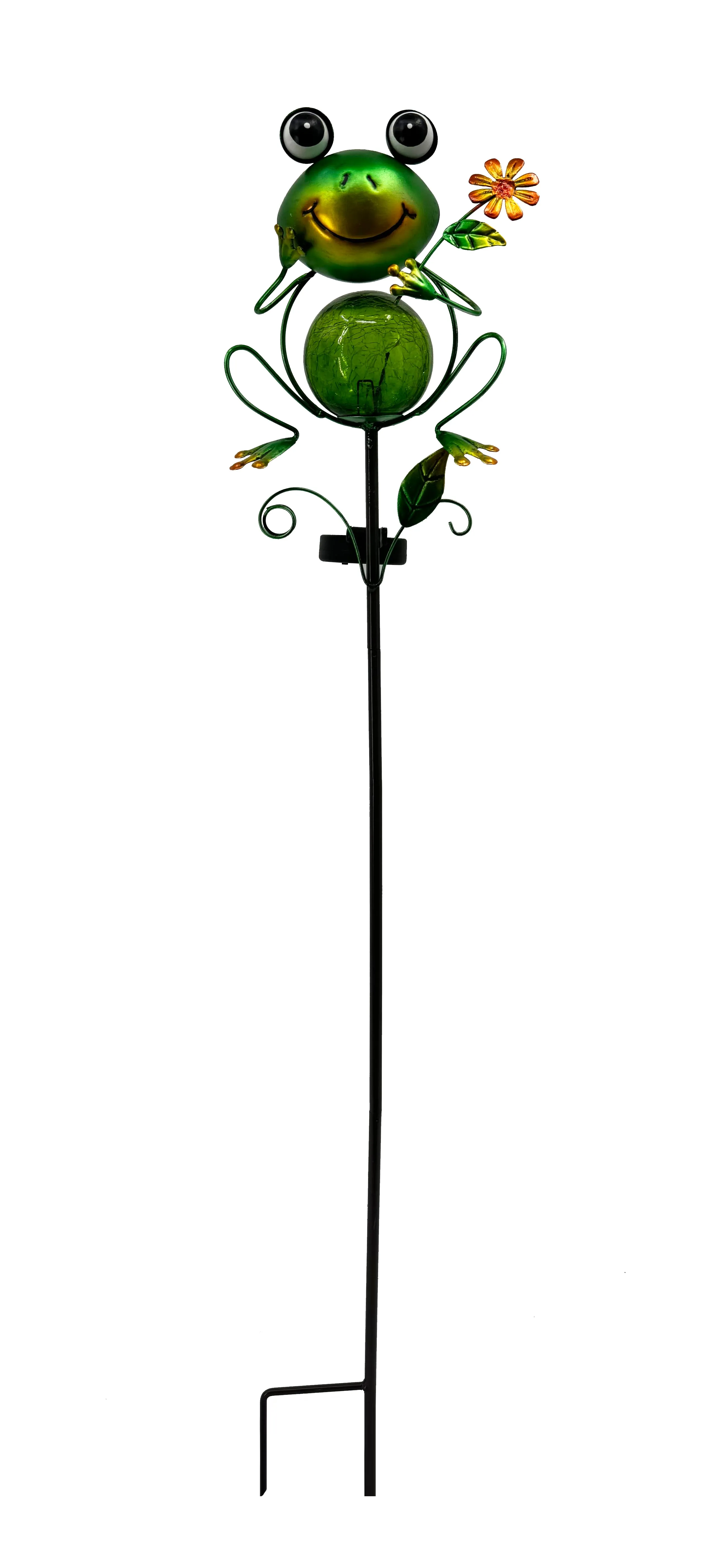 36" Frog Crackle Ball Solar LED Yard Stake