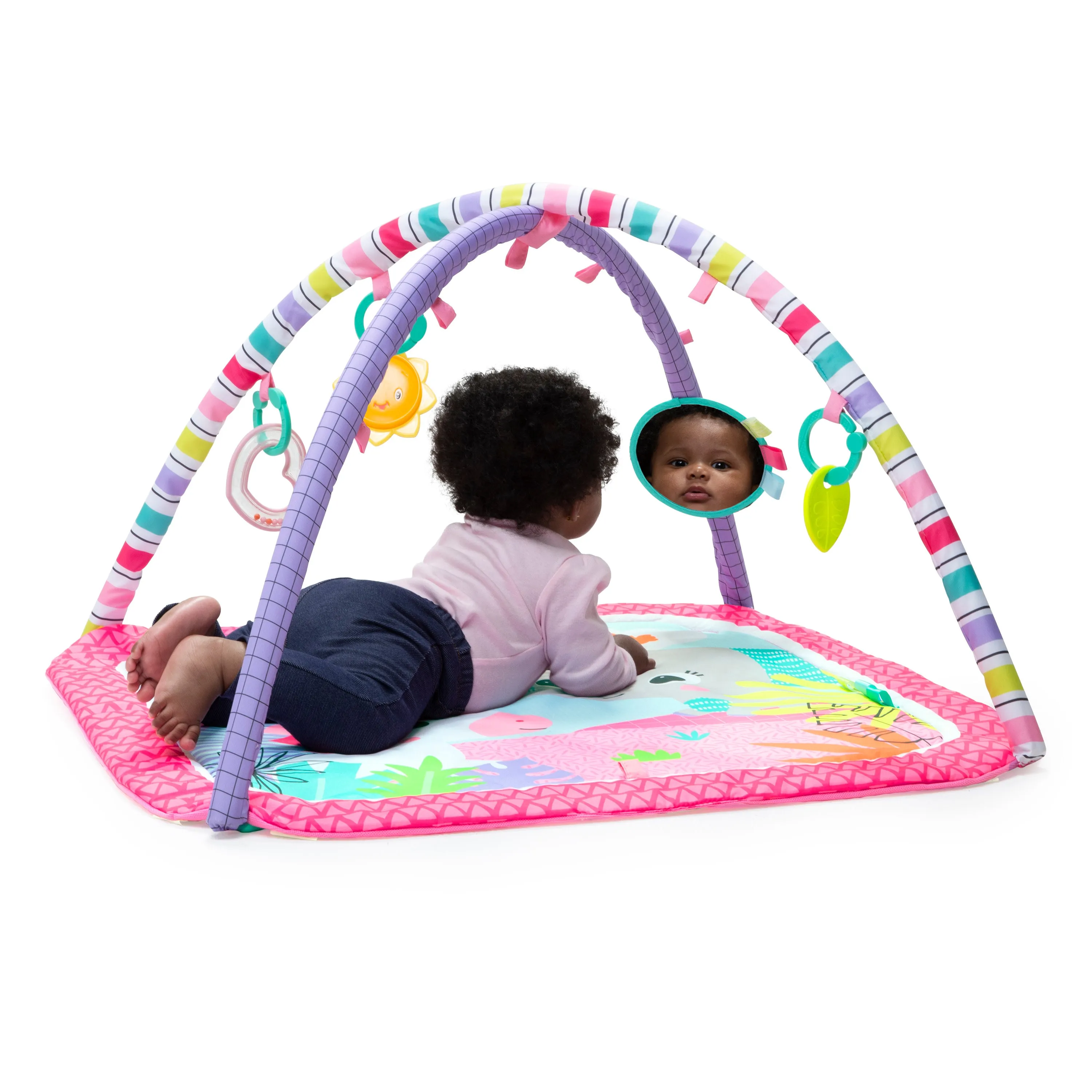 Bright Starts Unicorn Crew Baby Activity Gym & Machine-Washable Play Mat, Pink