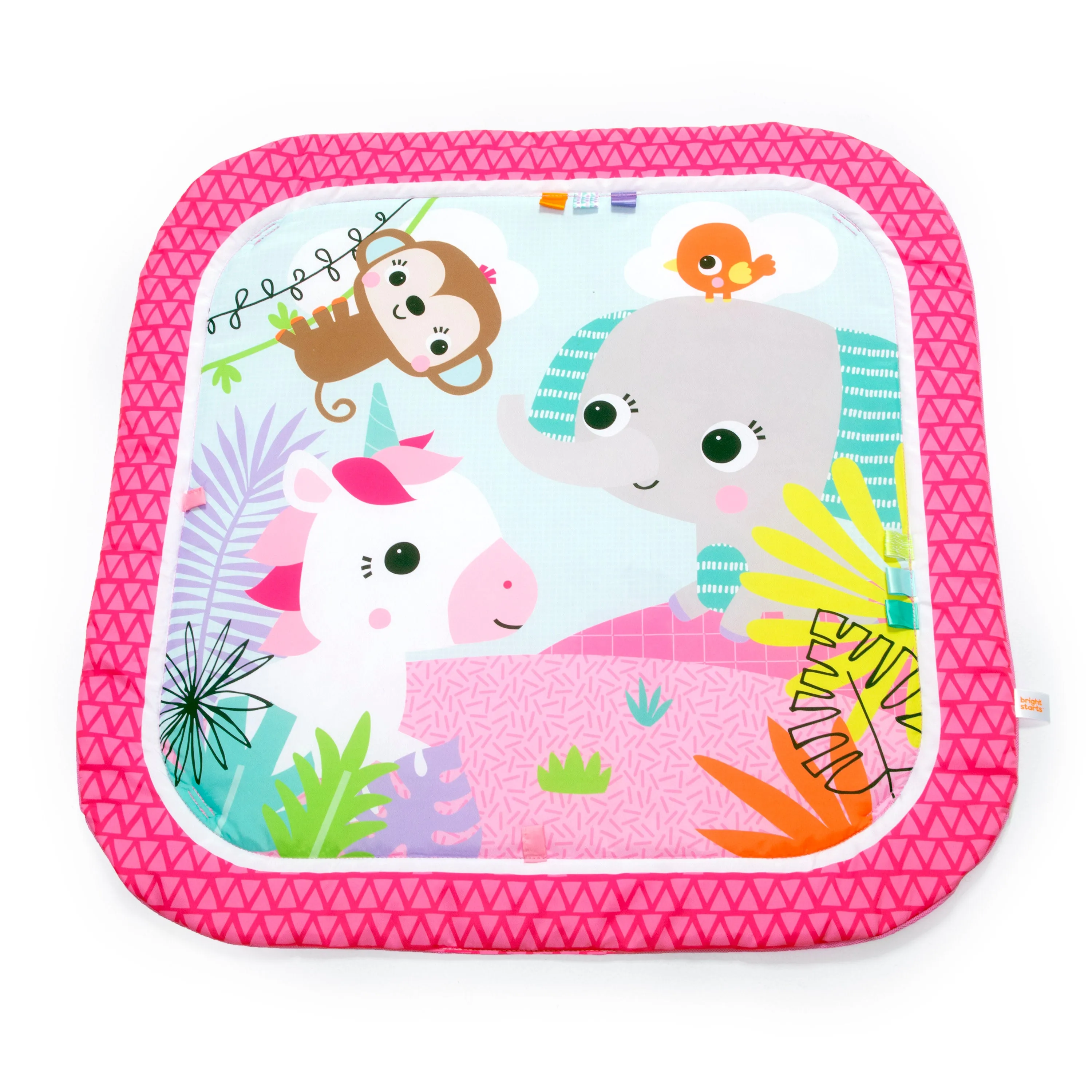 Bright Starts Unicorn Crew Baby Activity Gym & Machine-Washable Play Mat, Pink