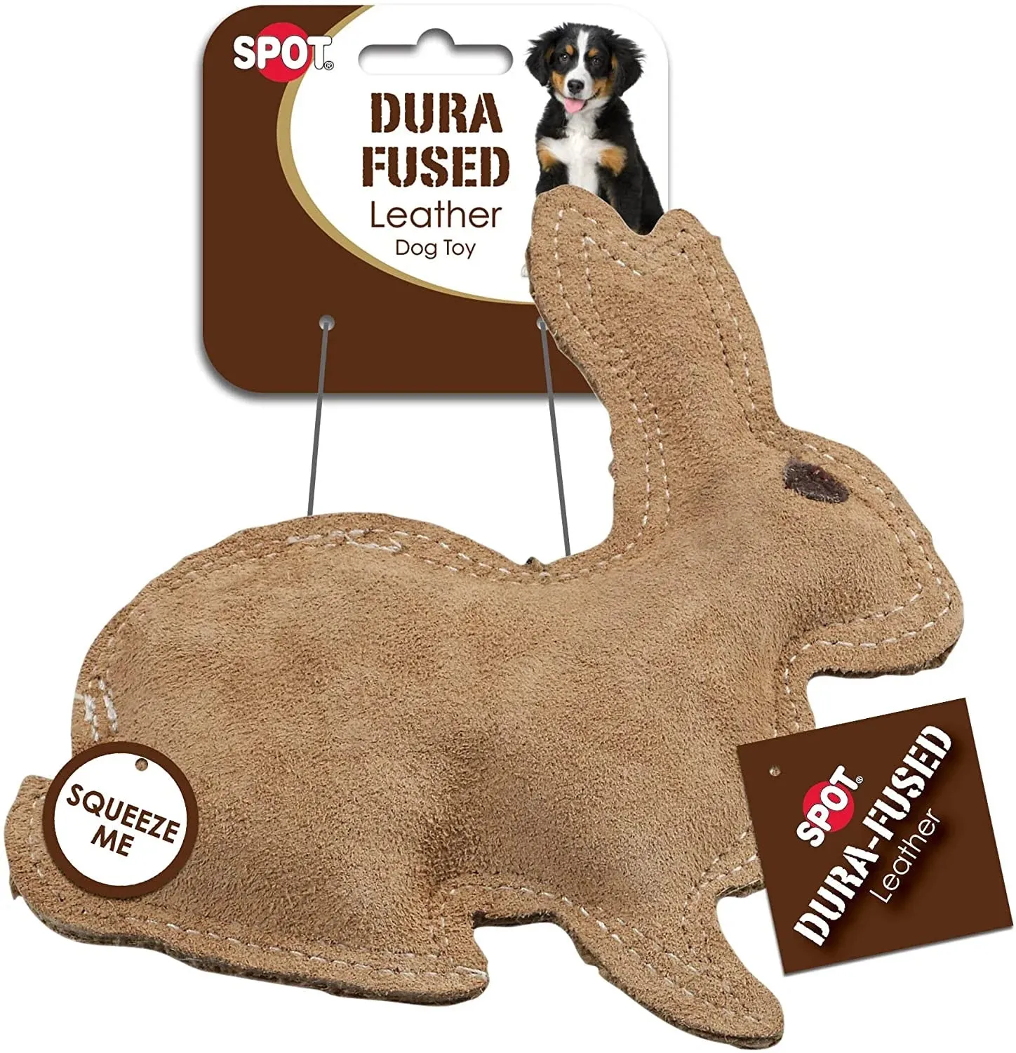 Dura-Fused Durable Leather Rabbit Dog Toy - Meet Bouncy Bunny! 🐰🐾