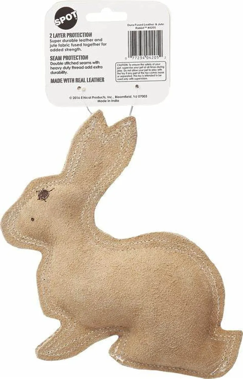 Dura-Fused Durable Leather Rabbit Dog Toy - Meet Bouncy Bunny! 🐰🐾