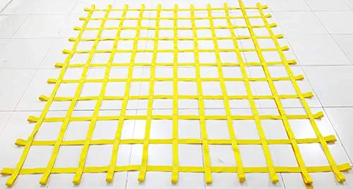 FONG 10 ft X 10 ft Climbing Cargo Net Heavy Duty Yellow (3m x 3m)- Military Climbing Net- Indoor Climbing Net - Outdoor Climbing Net - Jungle Gyms, Obstacle Courses - Both for Kids and Adult