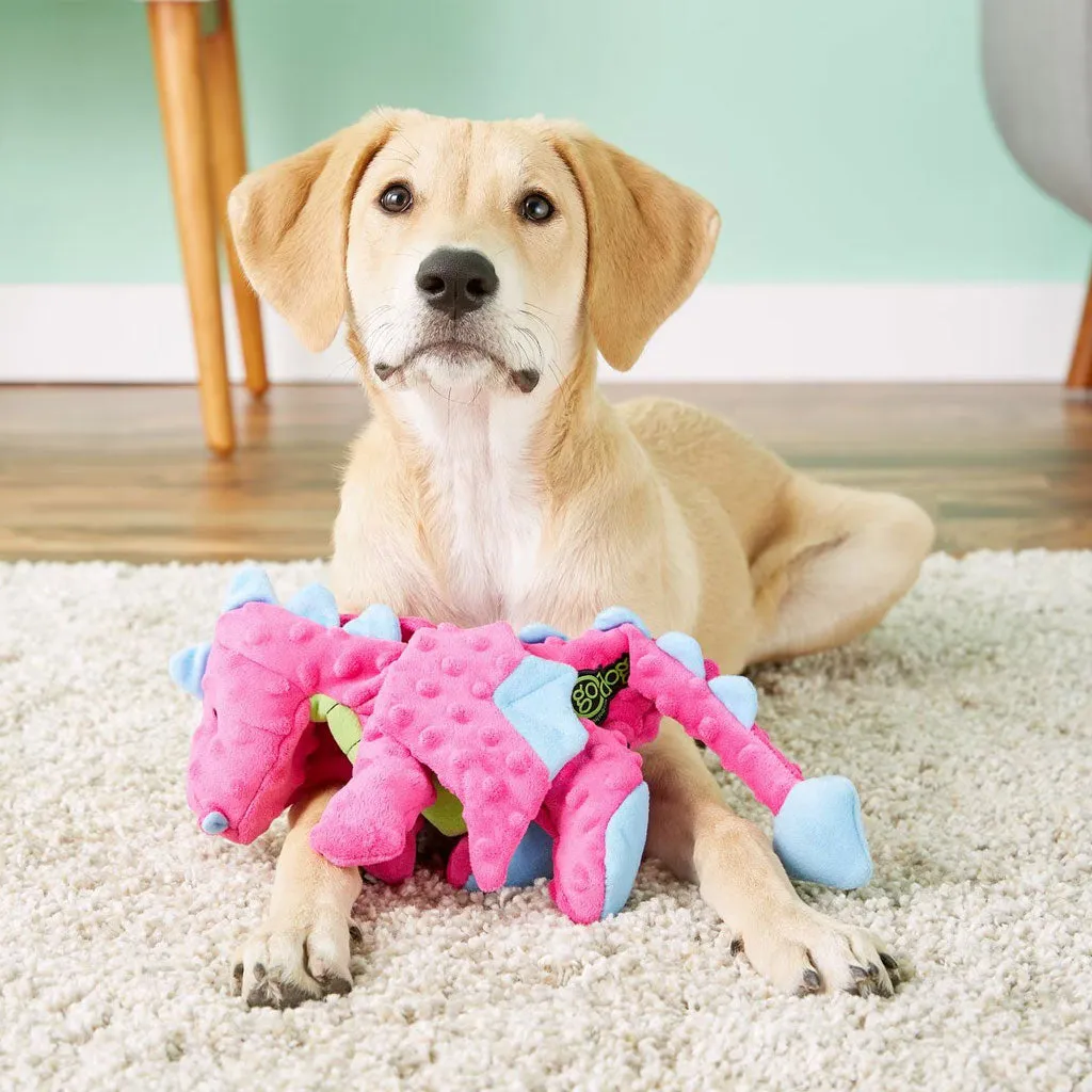 GoDog Dragons Chew Guard Squeaky Plush Dog Toy, Pink