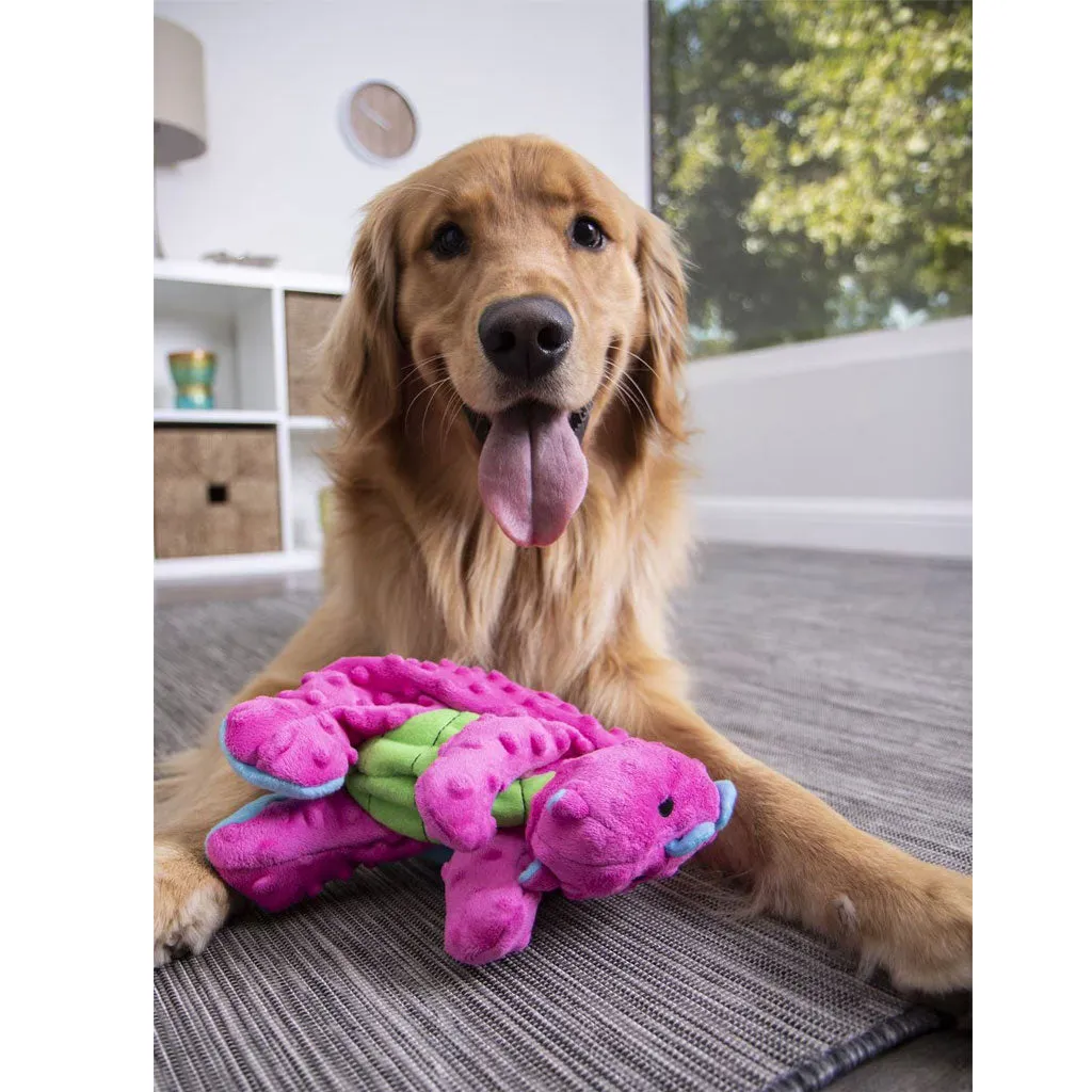 GoDog Dragons Chew Guard Squeaky Plush Dog Toy, Pink