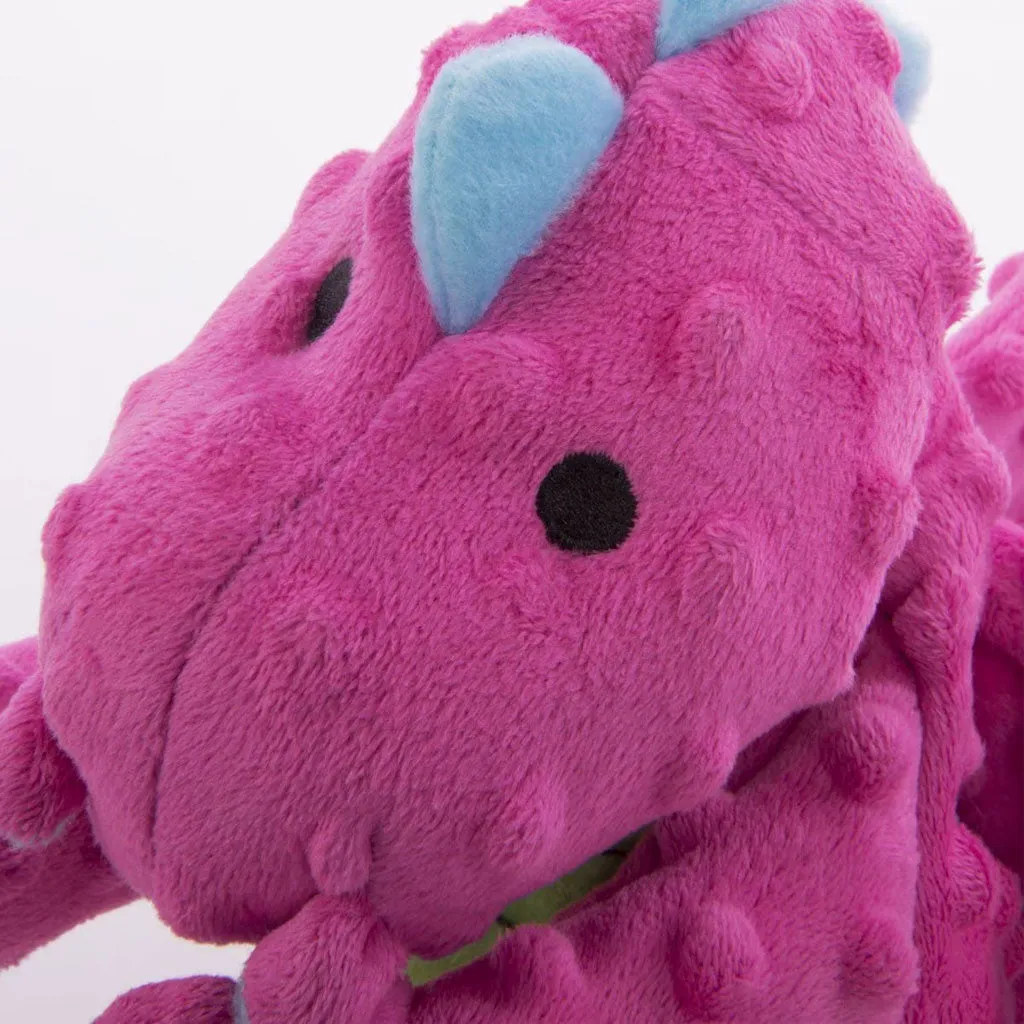 GoDog Dragons Chew Guard Squeaky Plush Dog Toy, Pink