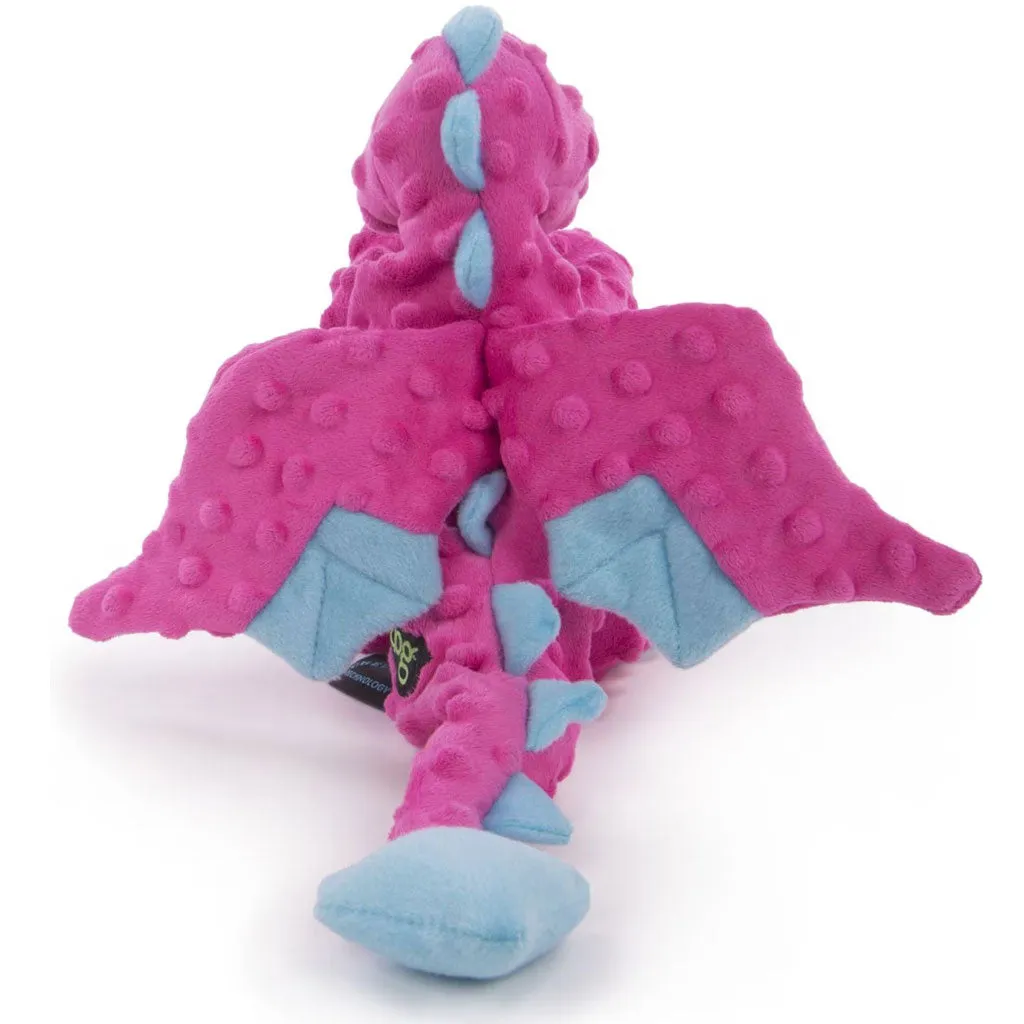 GoDog Dragons Chew Guard Squeaky Plush Dog Toy, Pink