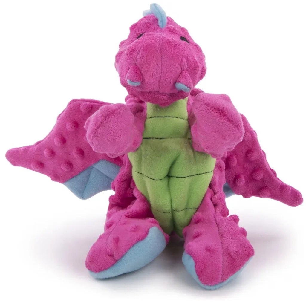 GoDog Dragons Chew Guard Squeaky Plush Dog Toy, Pink