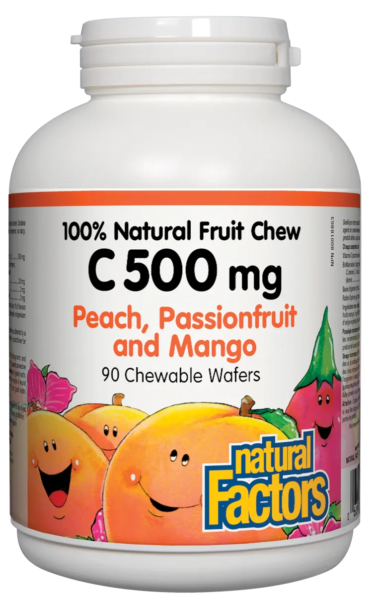 Natural Factors Vitamin C Chews - Peach/Passionfruit/Mango (90 Tabs)