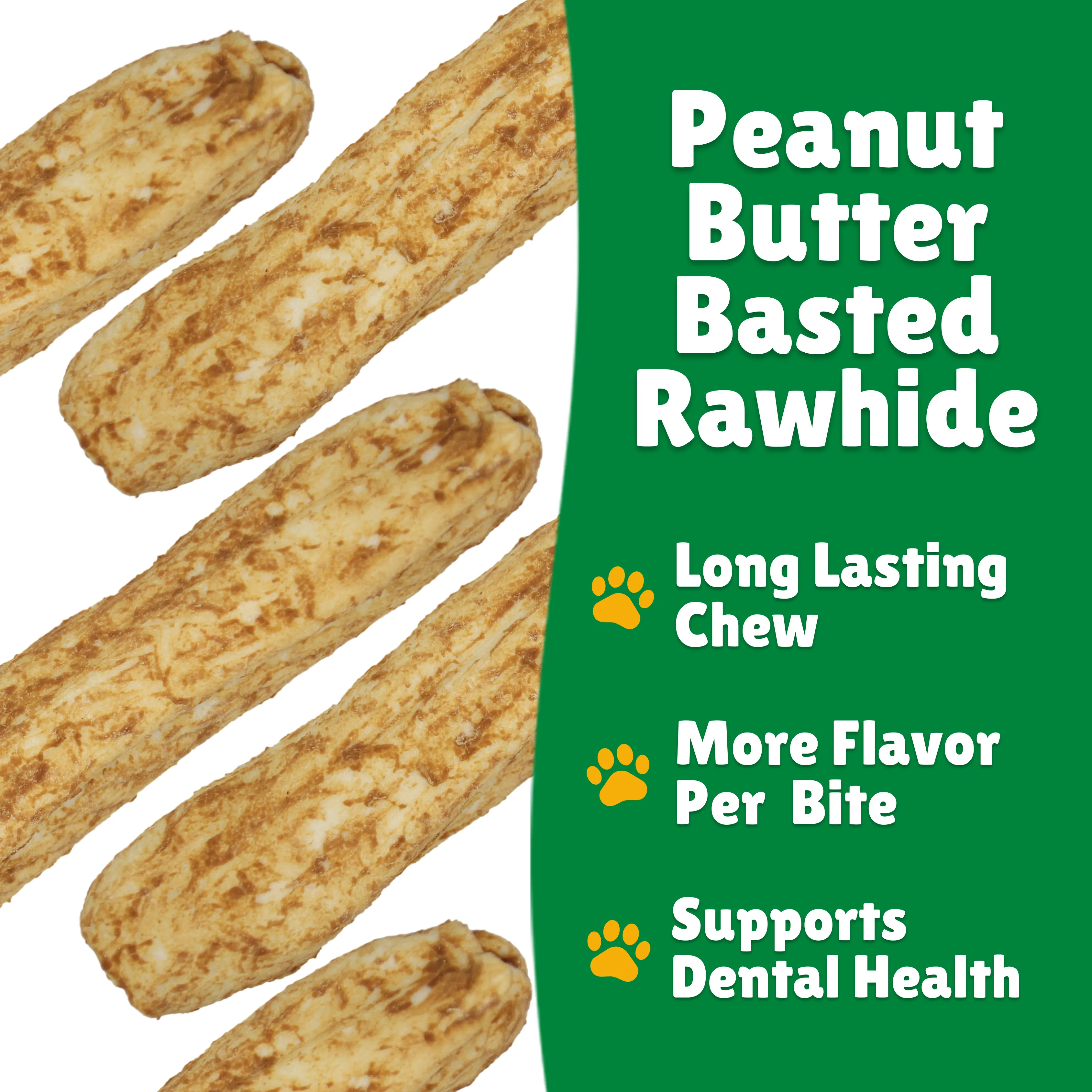 Peanut Butter Basted Beefhide: Bull Sticks