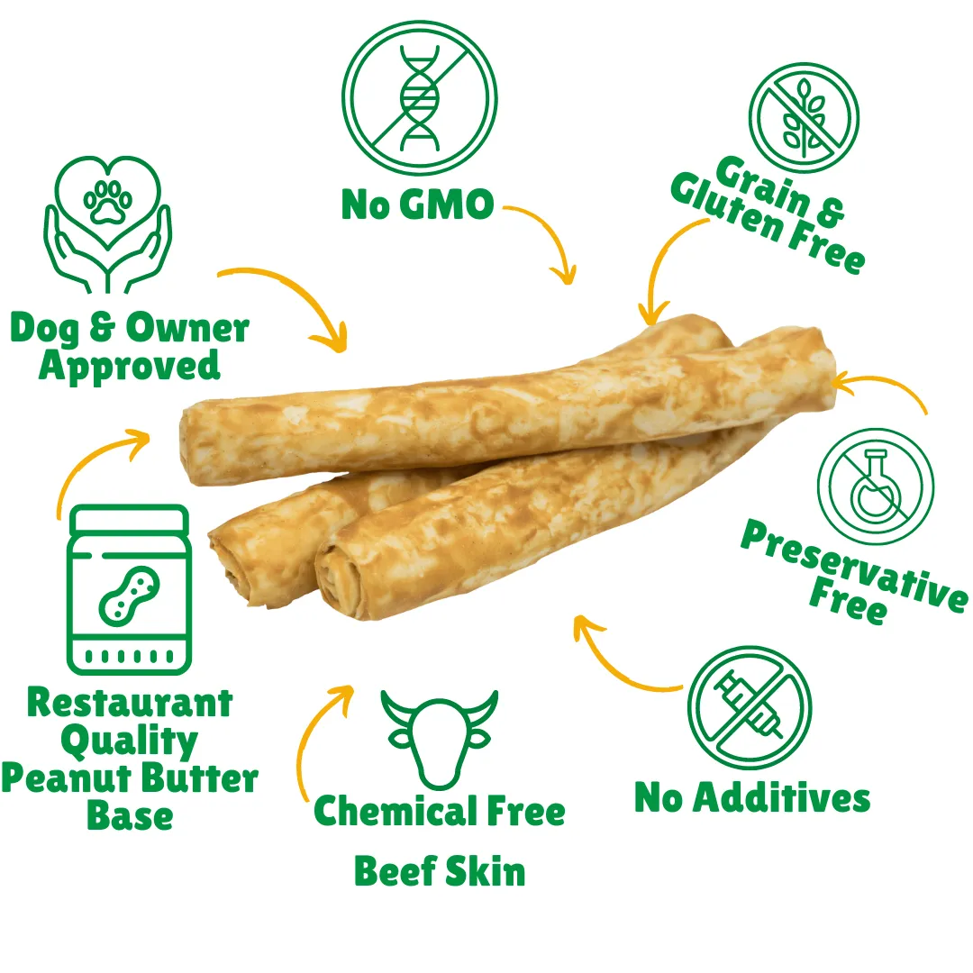 Peanut Butter Basted Beefhide: Bull Sticks