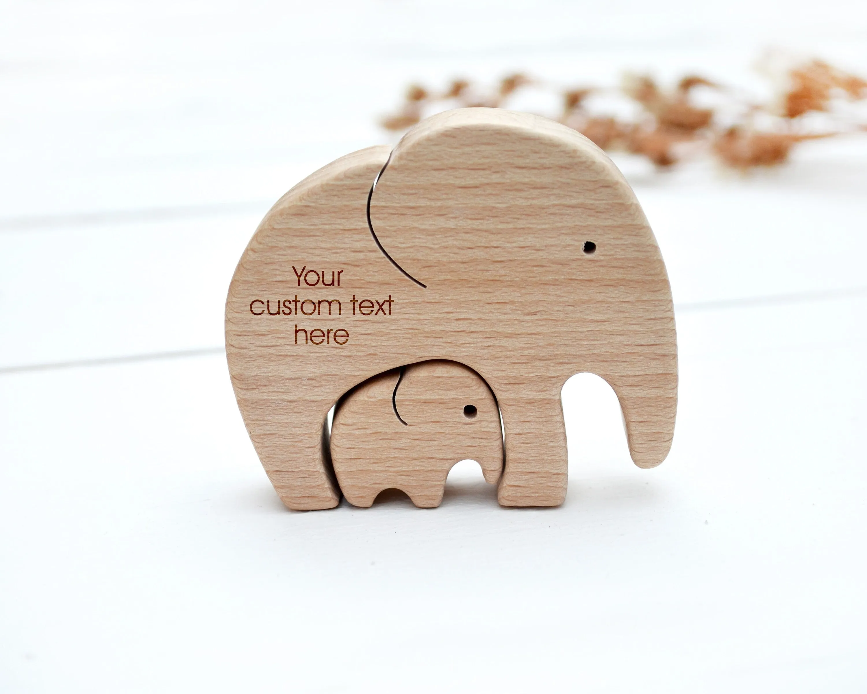 Personalized mother's day gift . Wooden elephant puzzle . Expecting mom gift . First baby gift for mom