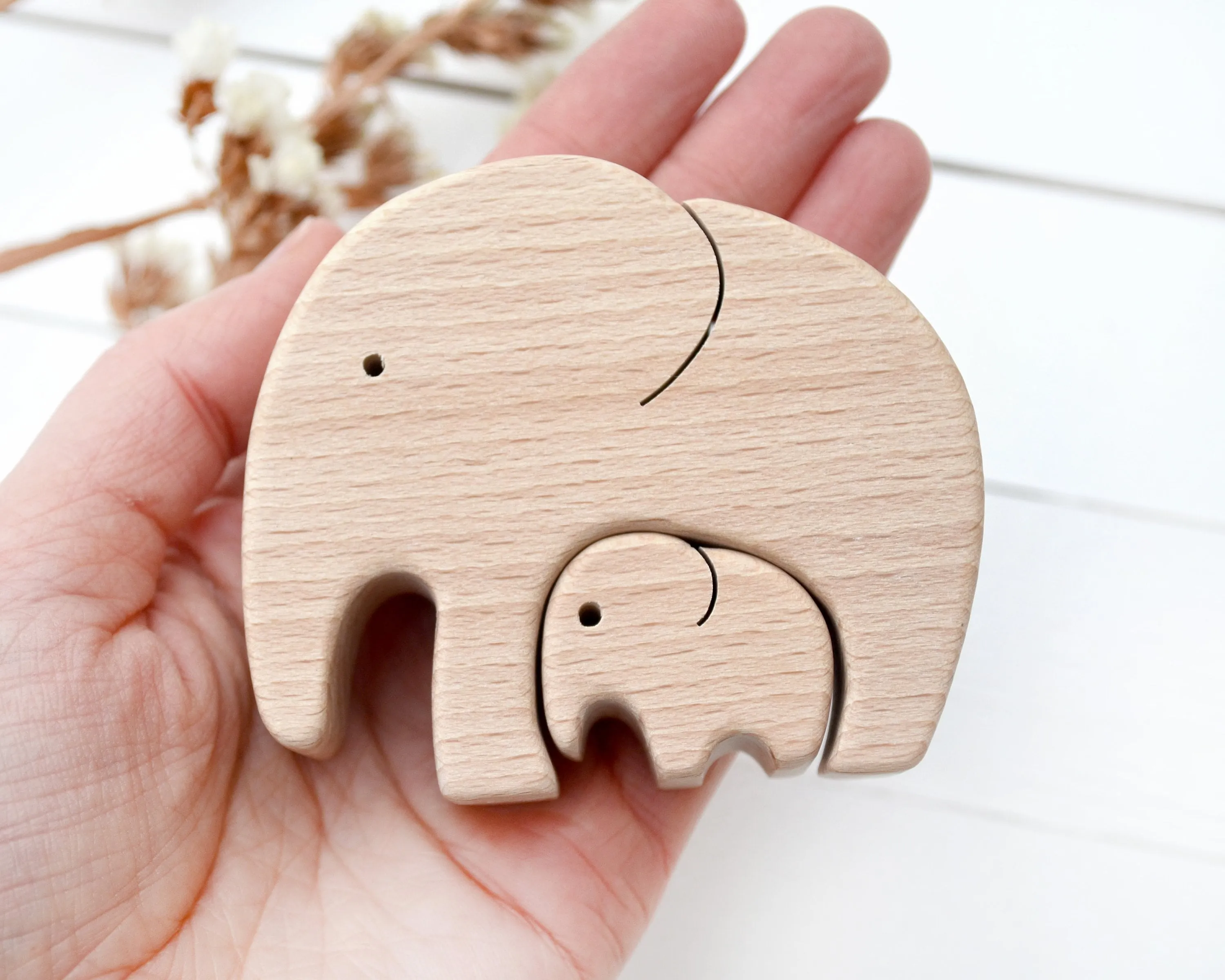 Personalized mother's day gift . Wooden elephant puzzle . Expecting mom gift . First baby gift for mom