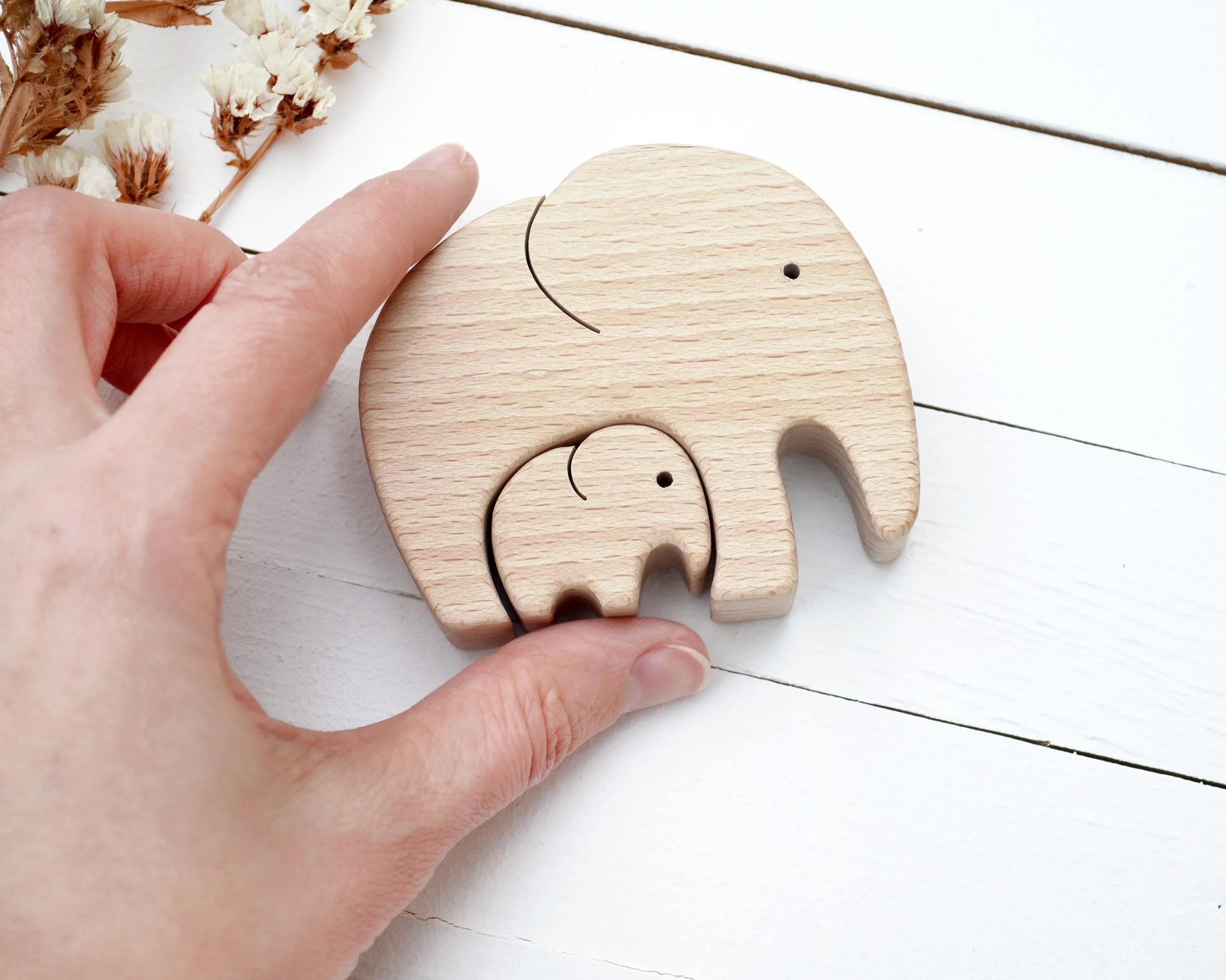 Personalized mother's day gift . Wooden elephant puzzle . Expecting mom gift . First baby gift for mom