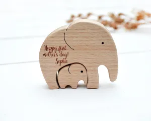 Personalized mother's day gift . Wooden elephant puzzle . Expecting mom gift . First baby gift for mom