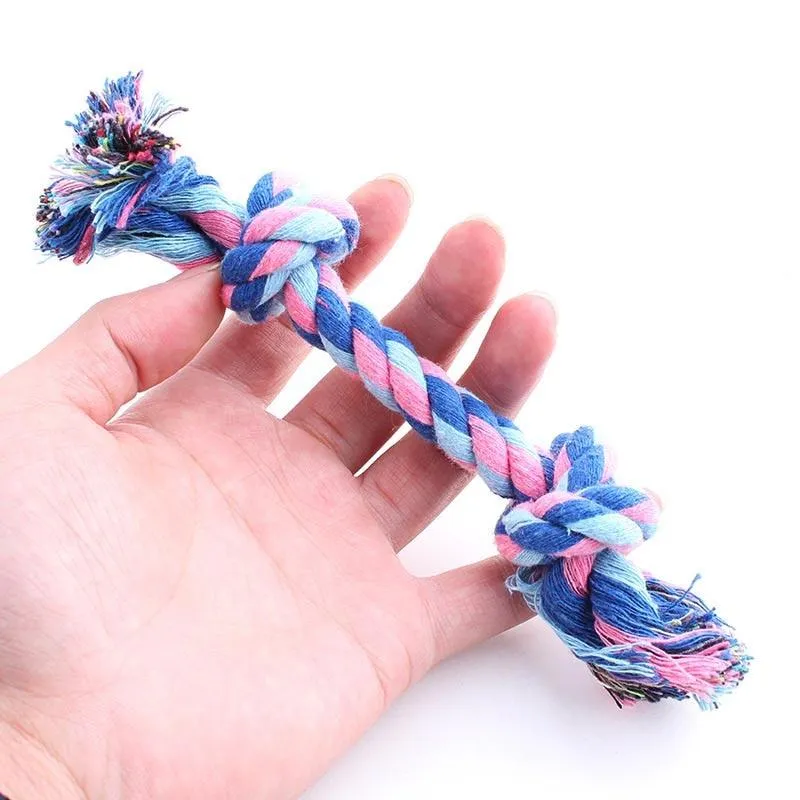 Puppy Chew Toy Double Knot Cotton Braided Rope