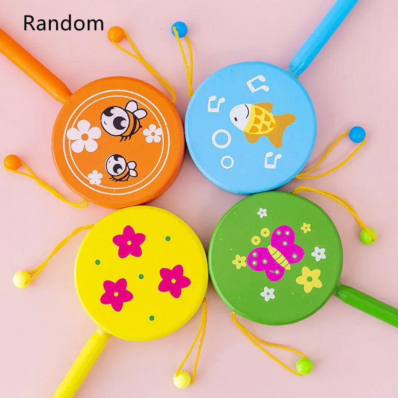 Wooden Cartoon Hand Drum Educational Toy for Children