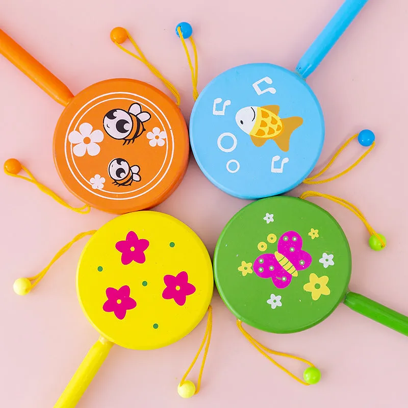 Wooden Cartoon Hand Drum Educational Toy for Children