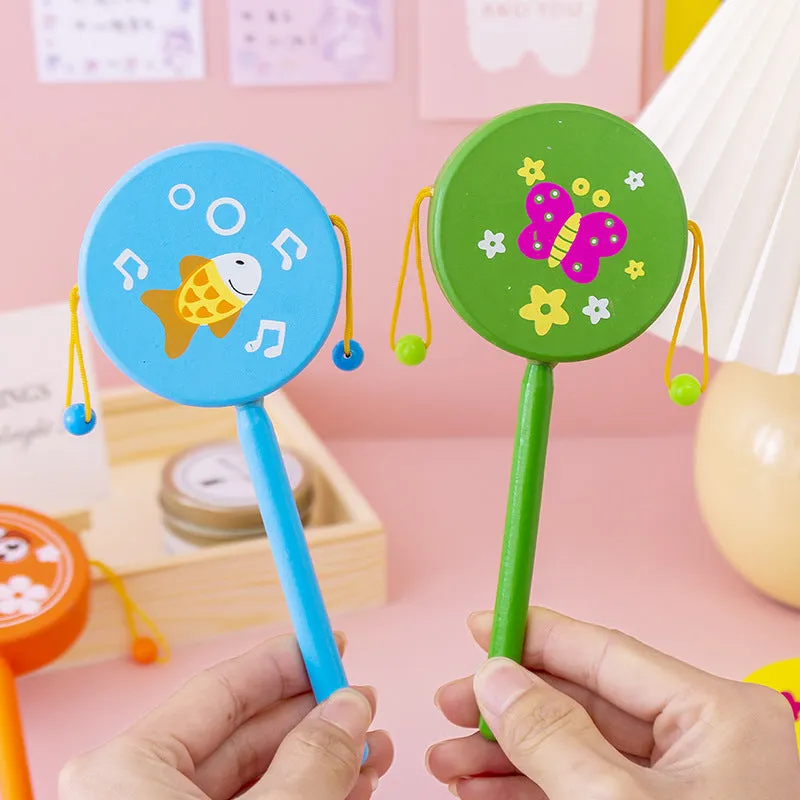 Wooden Cartoon Hand Drum Educational Toy for Children
